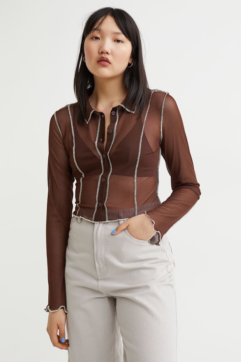 

Сетчатая рубашка H&M, темно коричневый