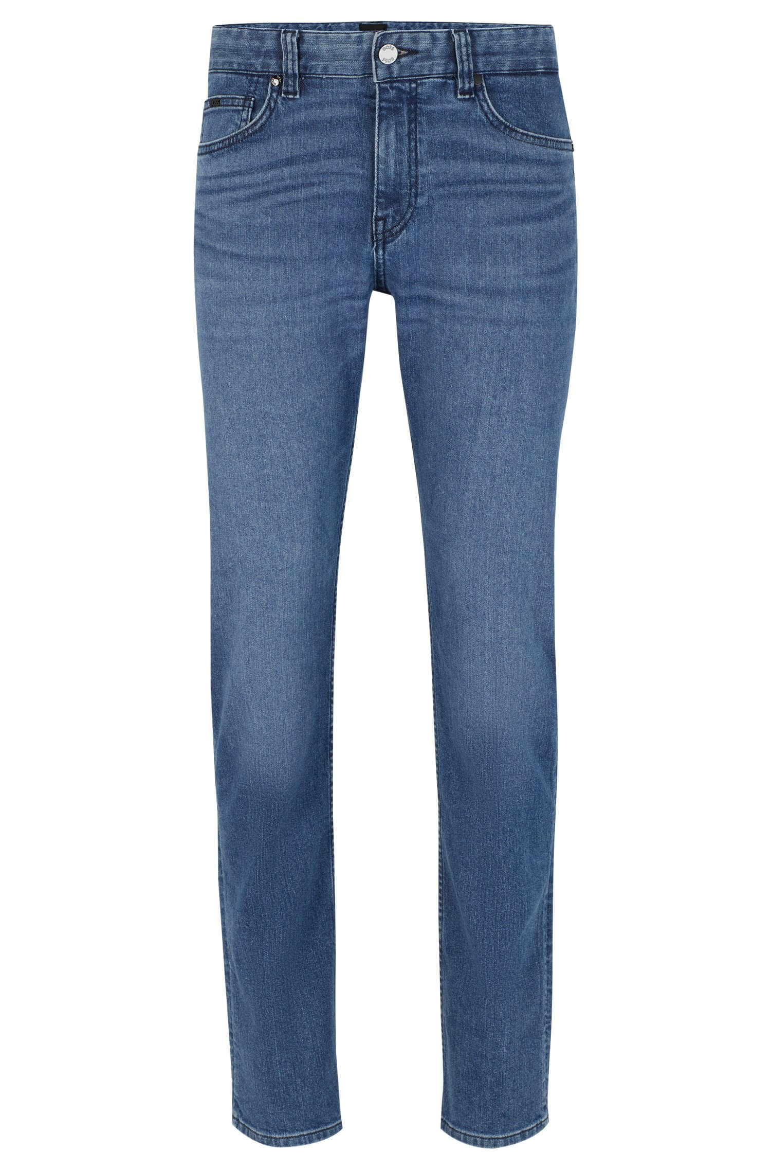 Узкие джинсы из синего денима из комфортного шелка, темно-синий джинсы tailored базовые 42 размер