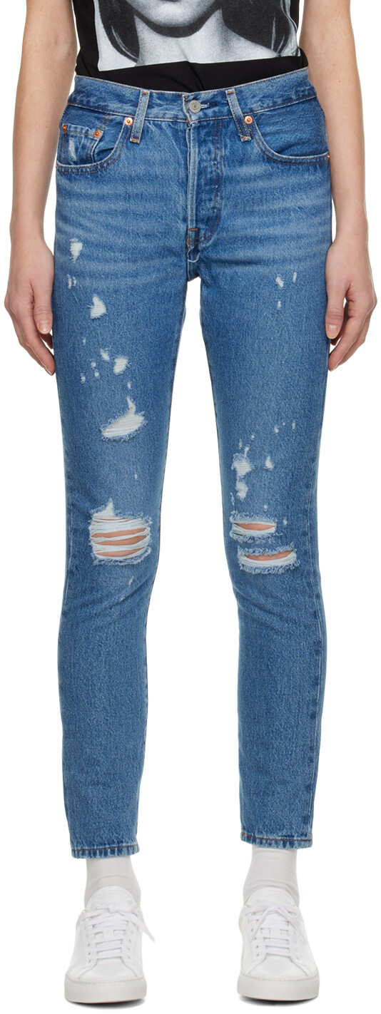 

Синие джинсы скинни 501 Levi's