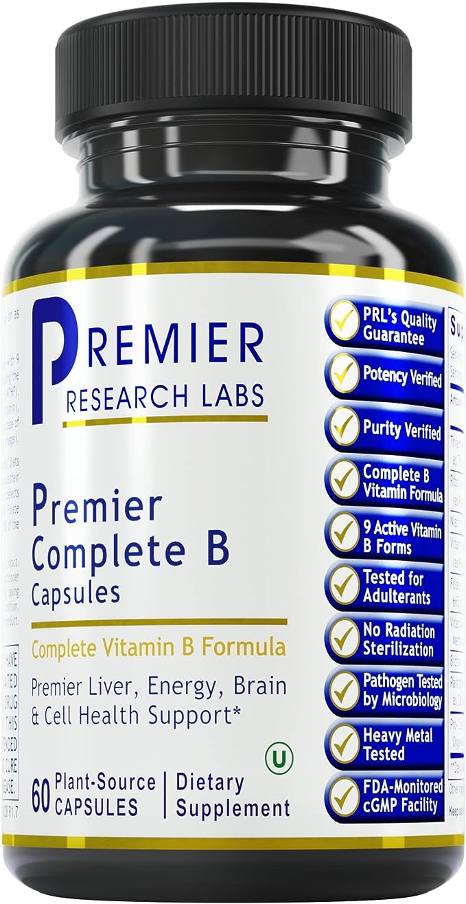 Комплекс витаминов группы B Premier Research Labs, 60 капсул витамины группы b biotics research bio b complex 90 таблеток