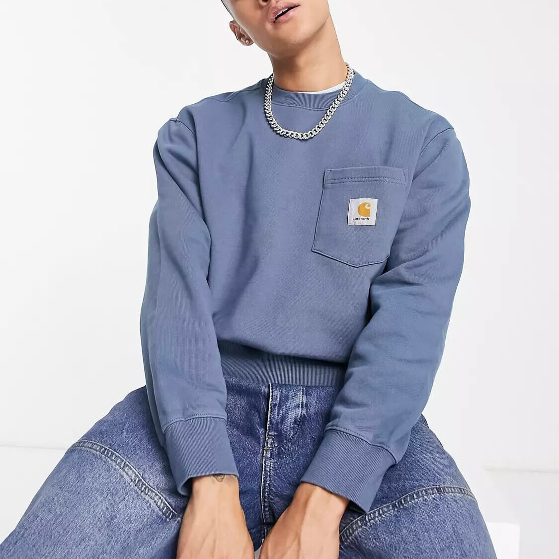 

Свитшот Carhartt WIP Pocket, синий