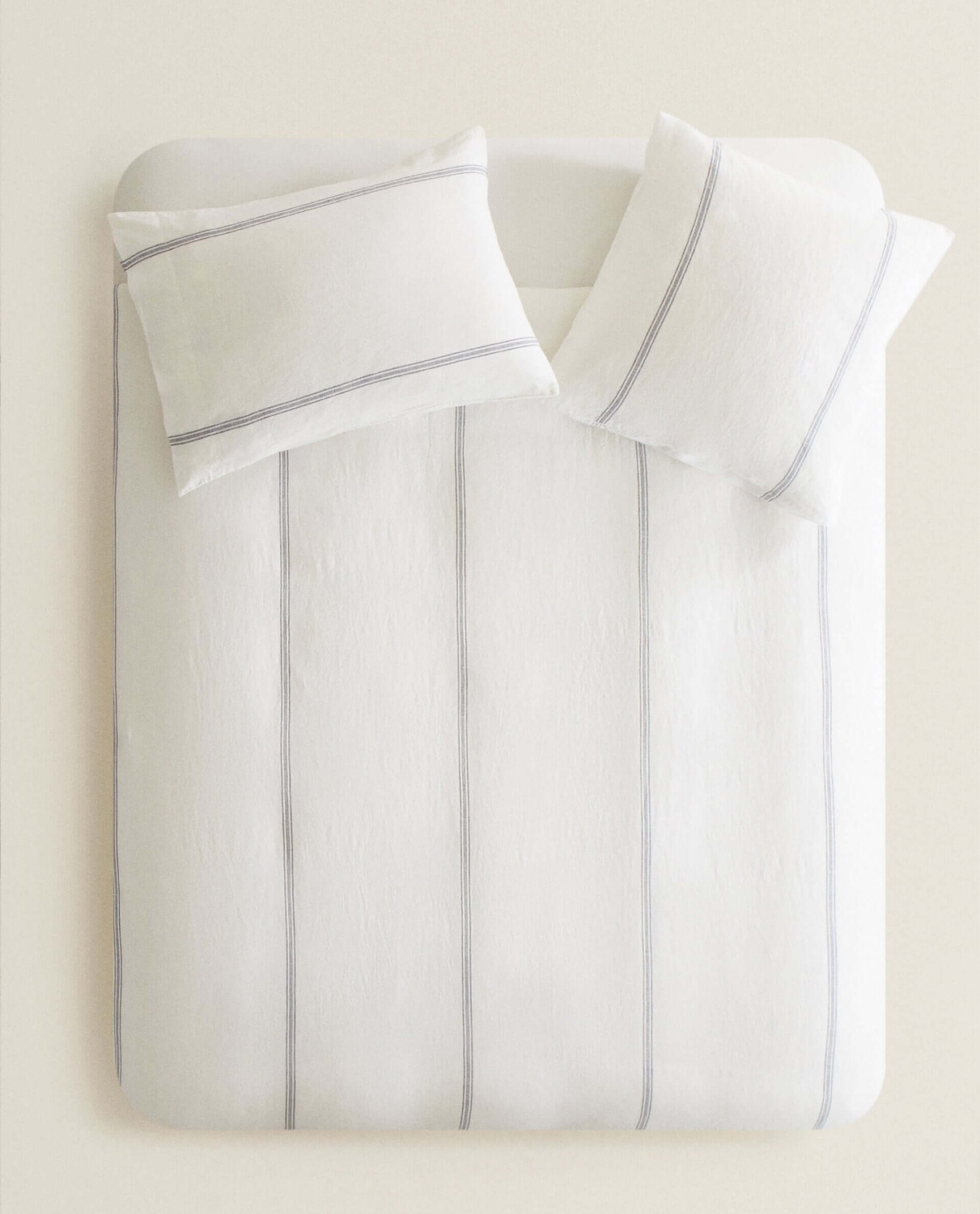 

Пододеяльник Zara Home Striped Linen, белый/синий