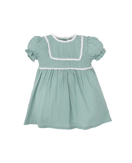 

Однотонное платье с короткими рукавами для девочки с кружевом Babidú, зеленый