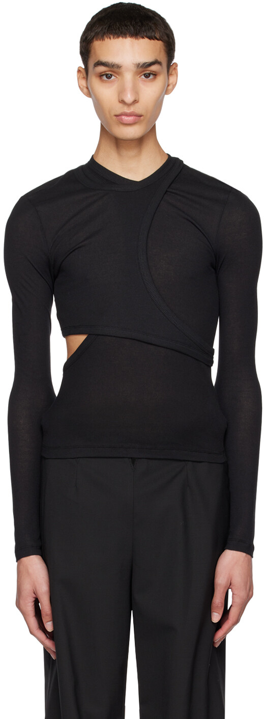 

Черная модульная футболка с длинным рукавом Dion Lee, Черный