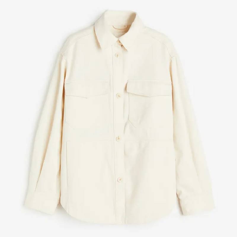 жакет рубашка h Жакет-рубашка H&M Twill, кремовый