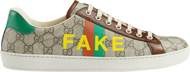 Кроссовки Gucci Ace Fake/Not Print, коричневый - фото