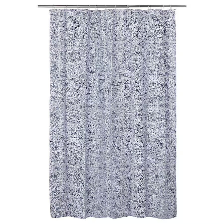 

Штора для ванной Ikea Angsklocka 180x200, белый/синий