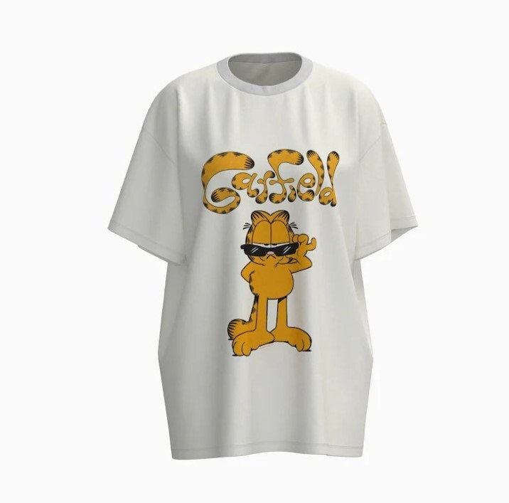 

Футболка Bershka Garfield print short sleeve, белый