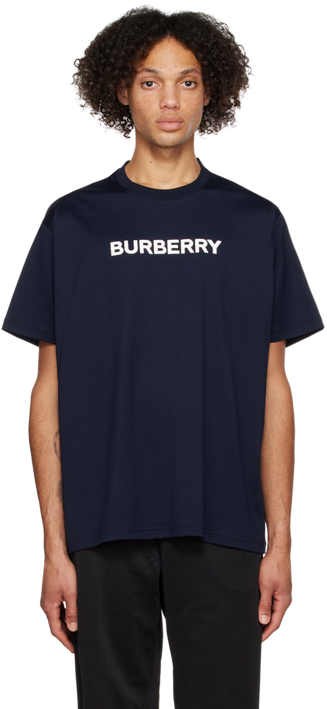 

Темно-синяя бондированная футболка Burberry, Синий