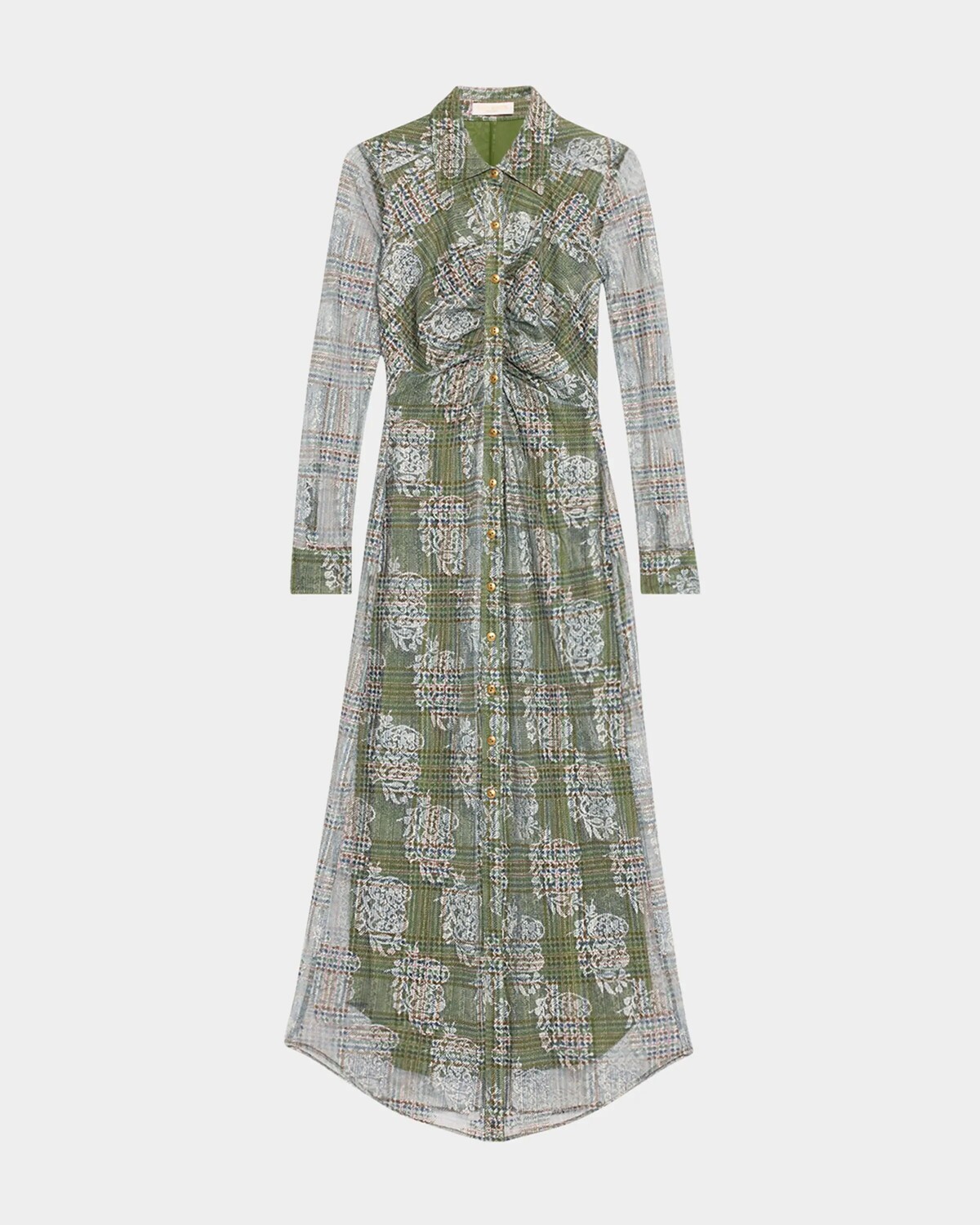 

Платье миди Wyatt в клетку тартан Ramy Brook, цвет Dark Sage Tartan