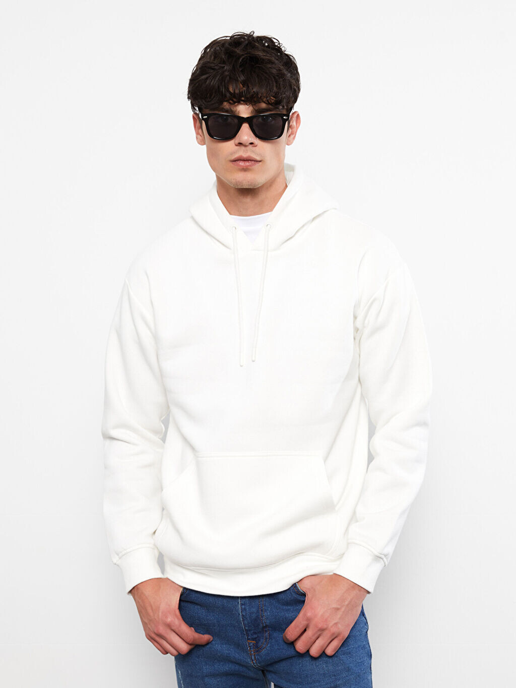 

Мужская толстовка с капюшоном и длинным рукавом LCW Casual, Белый