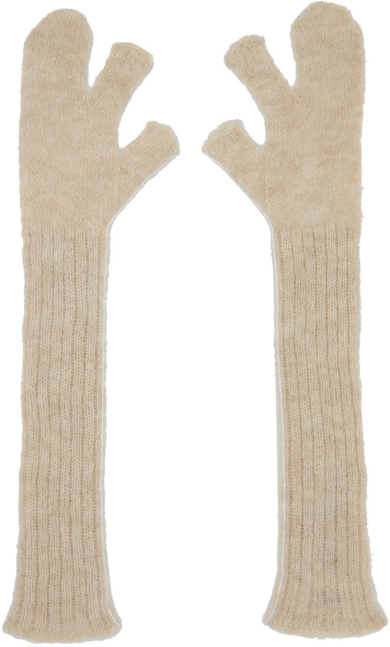 

Бежевые перчатки из шерсти альпаки MM6 Maison Margiela