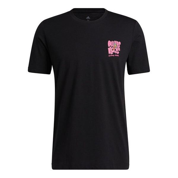 

Футболка Adidas Lil Stripe Boba Funny Printing Logo Basketball Sports Short Sleeve Black, Черный