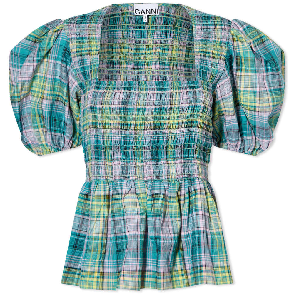 

Рубашка GANNI Seersucker Check Smock Blouse