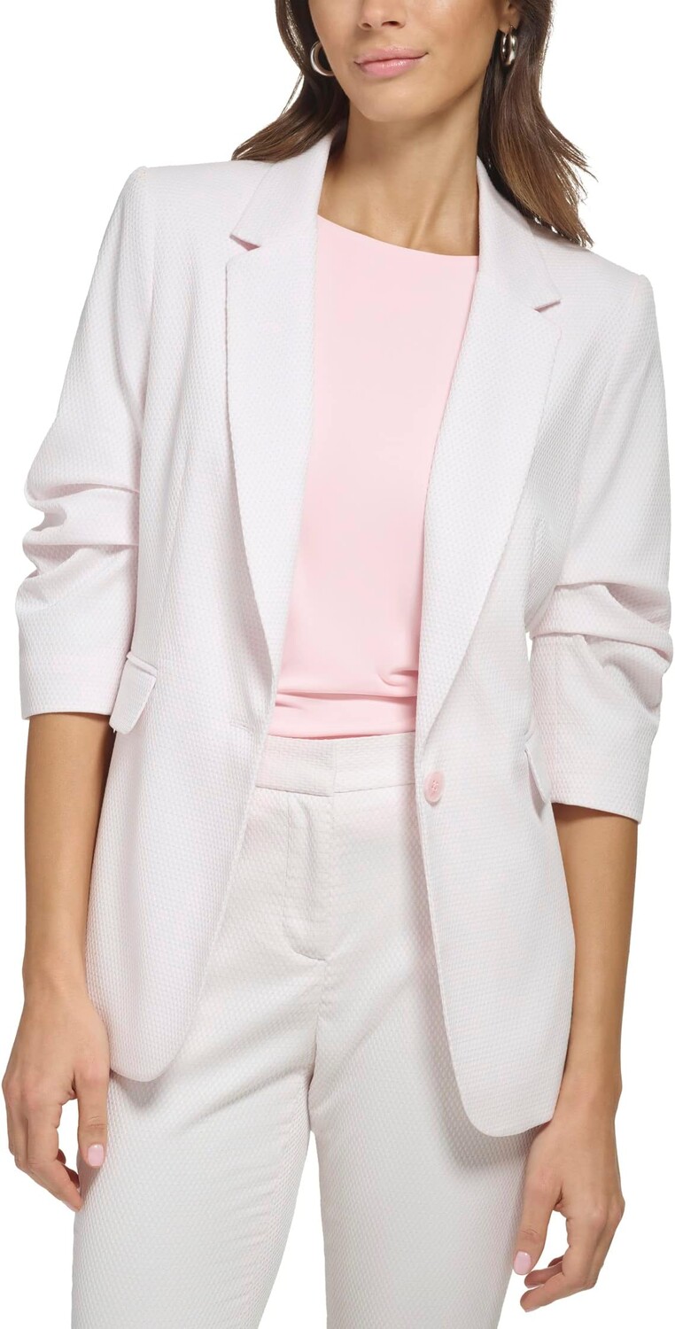 

Блейзер на одной пуговице со сборками и рукавами DKNY, цвет Rose/White