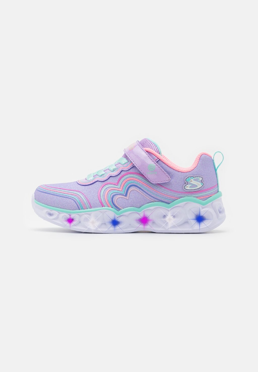 Низкие кроссовки Heart Lights Skechers, цвет lavender sparkle/multi-coloured