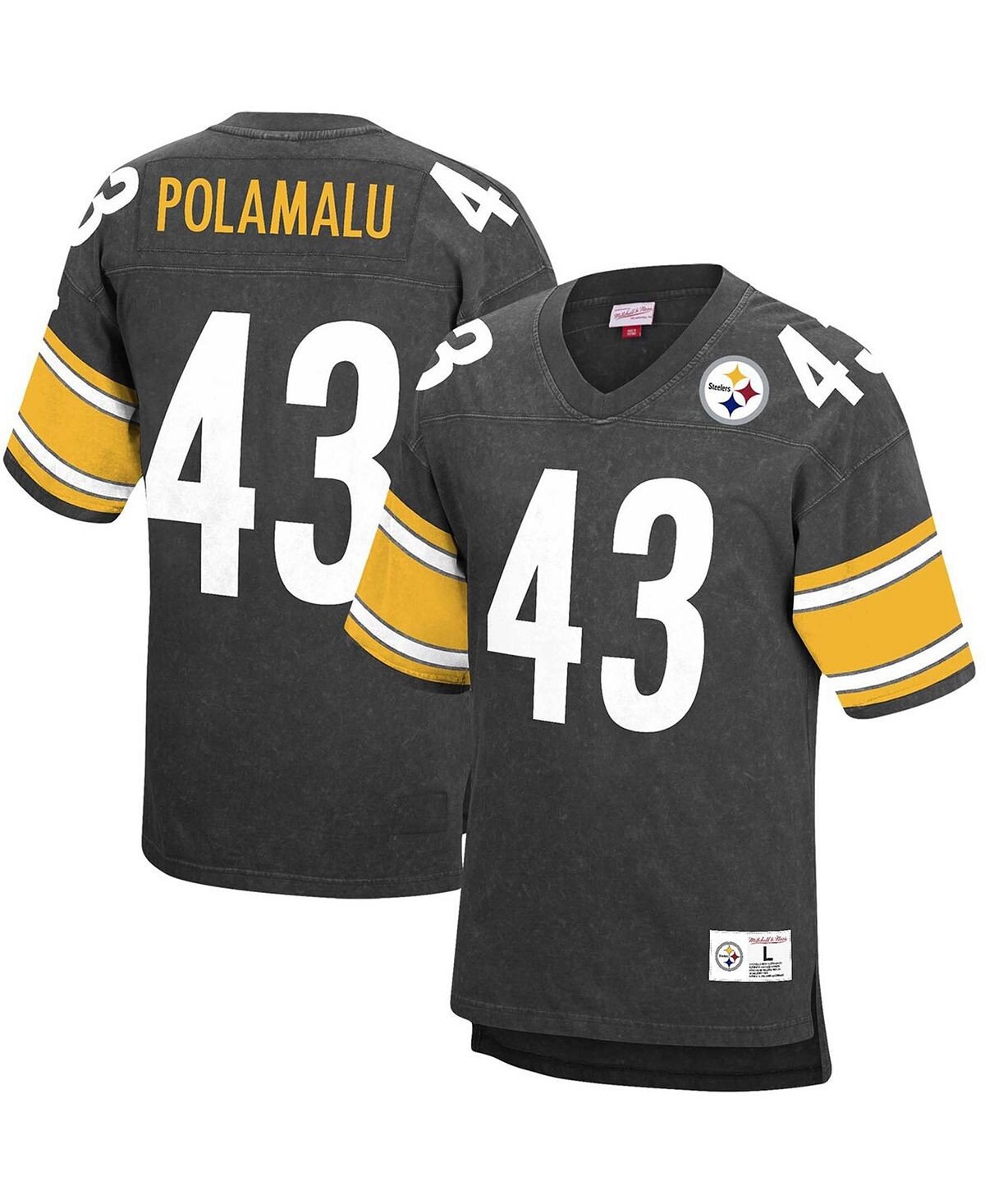 

Мужская футболка troy polamalu black pittsburgh steelers на пенсии имя игрока номер acid wash top Mitchell & Ness, черный