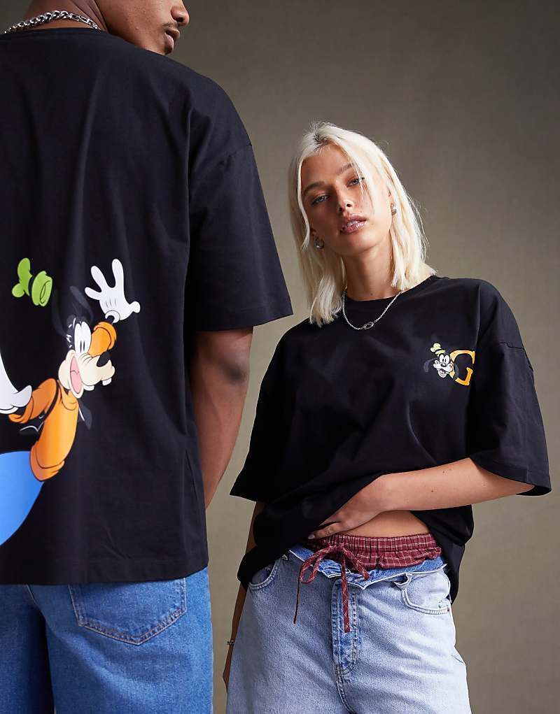 

ASOS DESIGN – Disney – Унисекс – Футболка оверсайз цвета шварц с принтами Goofy