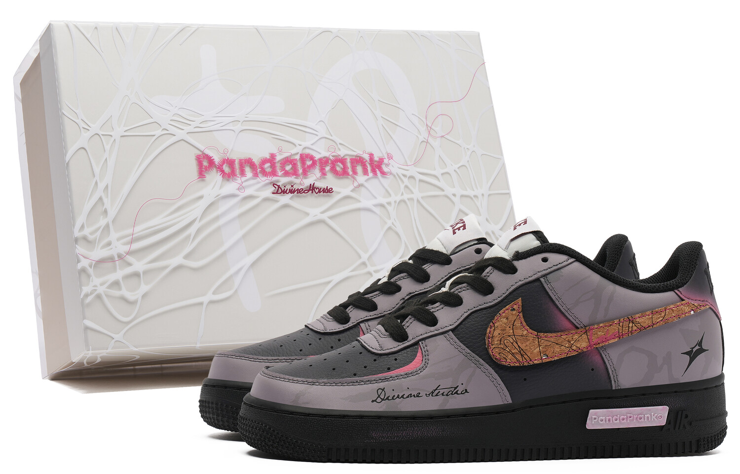 

Обувь для скейтбординга Air Force 1 для детей, начальная школа Nike, цвет Pink brown gray