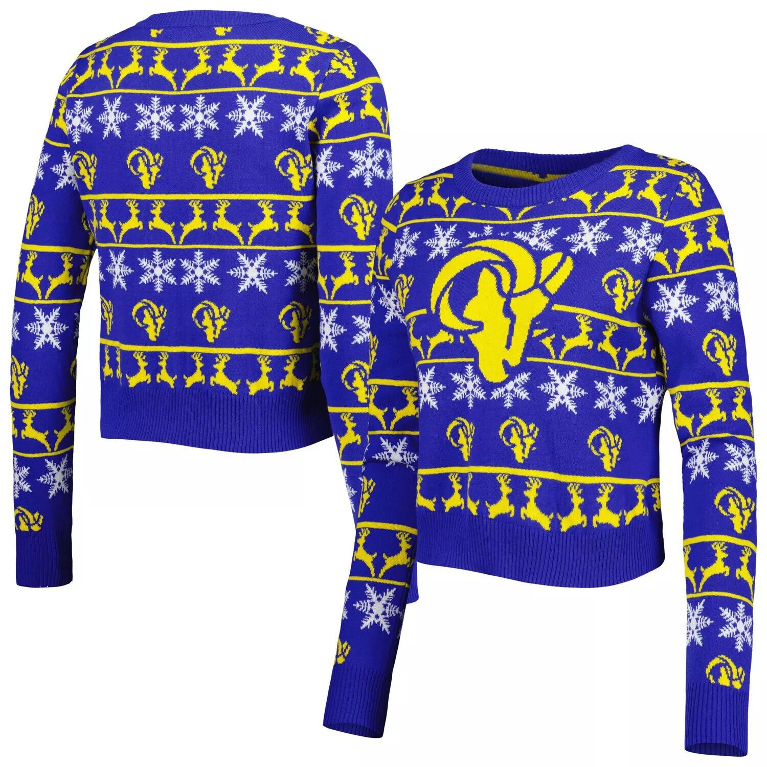 

Женский укороченный свитер FOCO Royal Los Angeles Rams Ugly Holiday