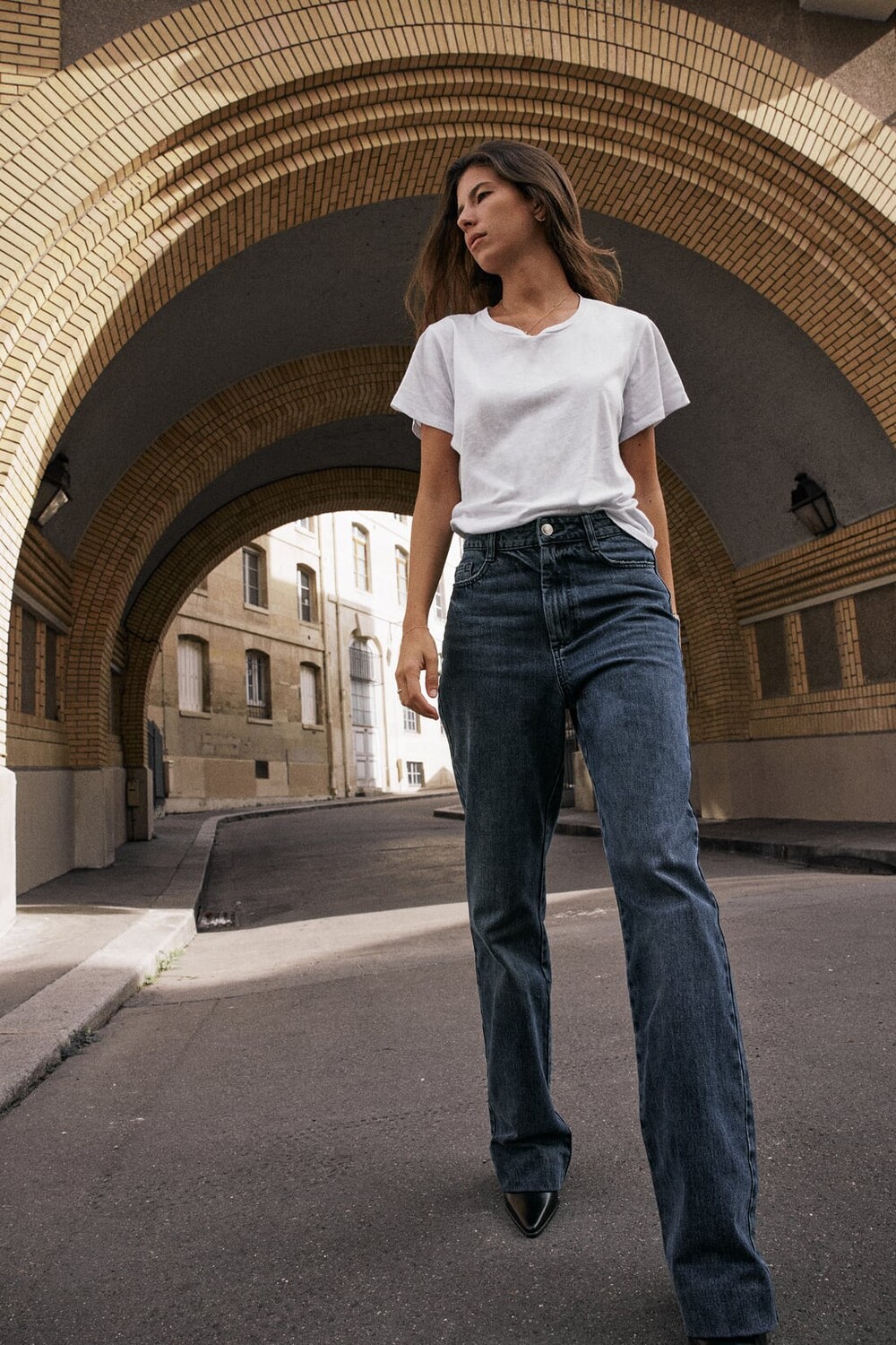 

Длинные джинсы прямого кроя с завышенной талией z1975 ZARA, синий