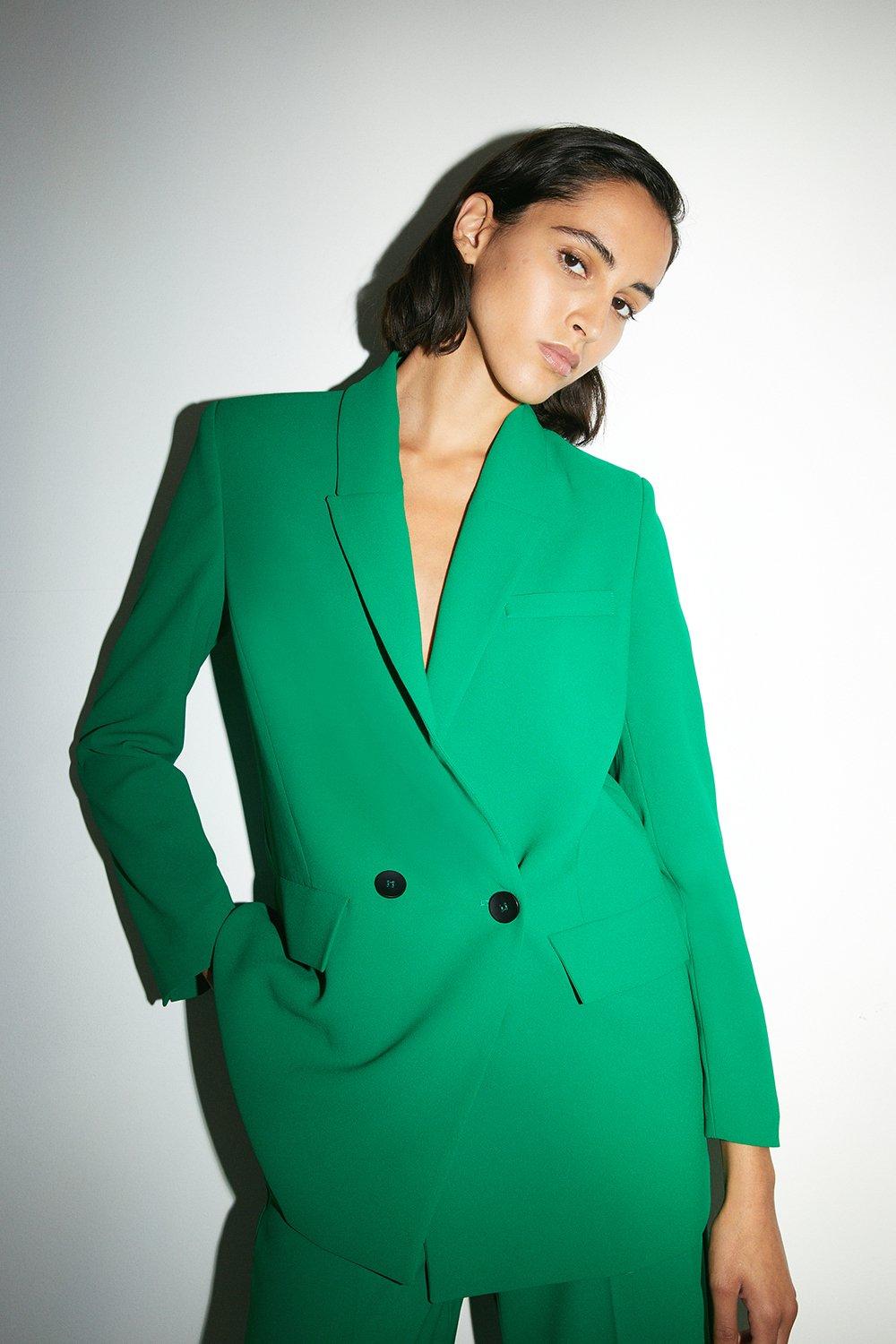 Свободный двубортный пиджак Warehouse, зеленый пиджак двубортный zara зеленый