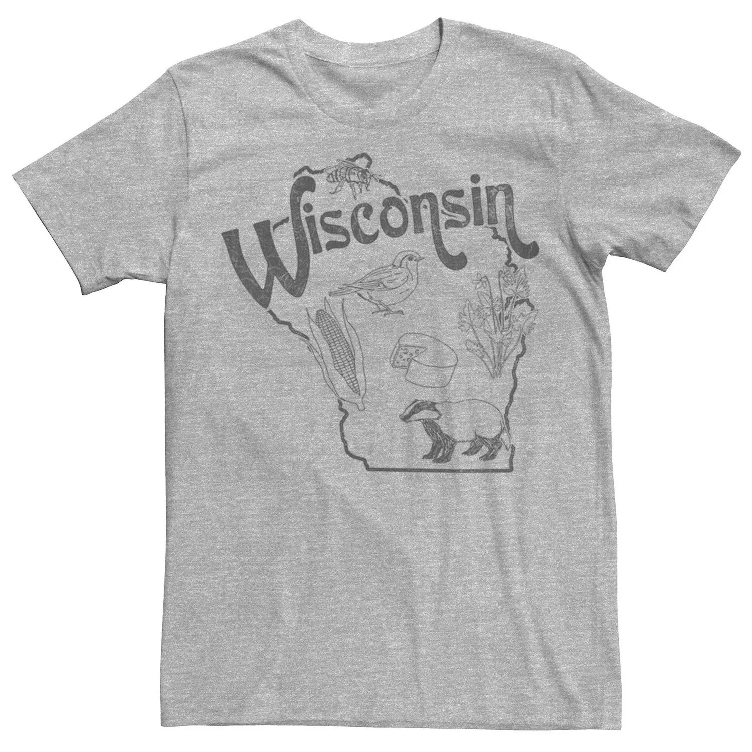 Мужская футболка с изображением карты достопримечательностей штата Висконсин Licensed Character сувенирные магниты на холодильник 20304 с изображением города висконсин