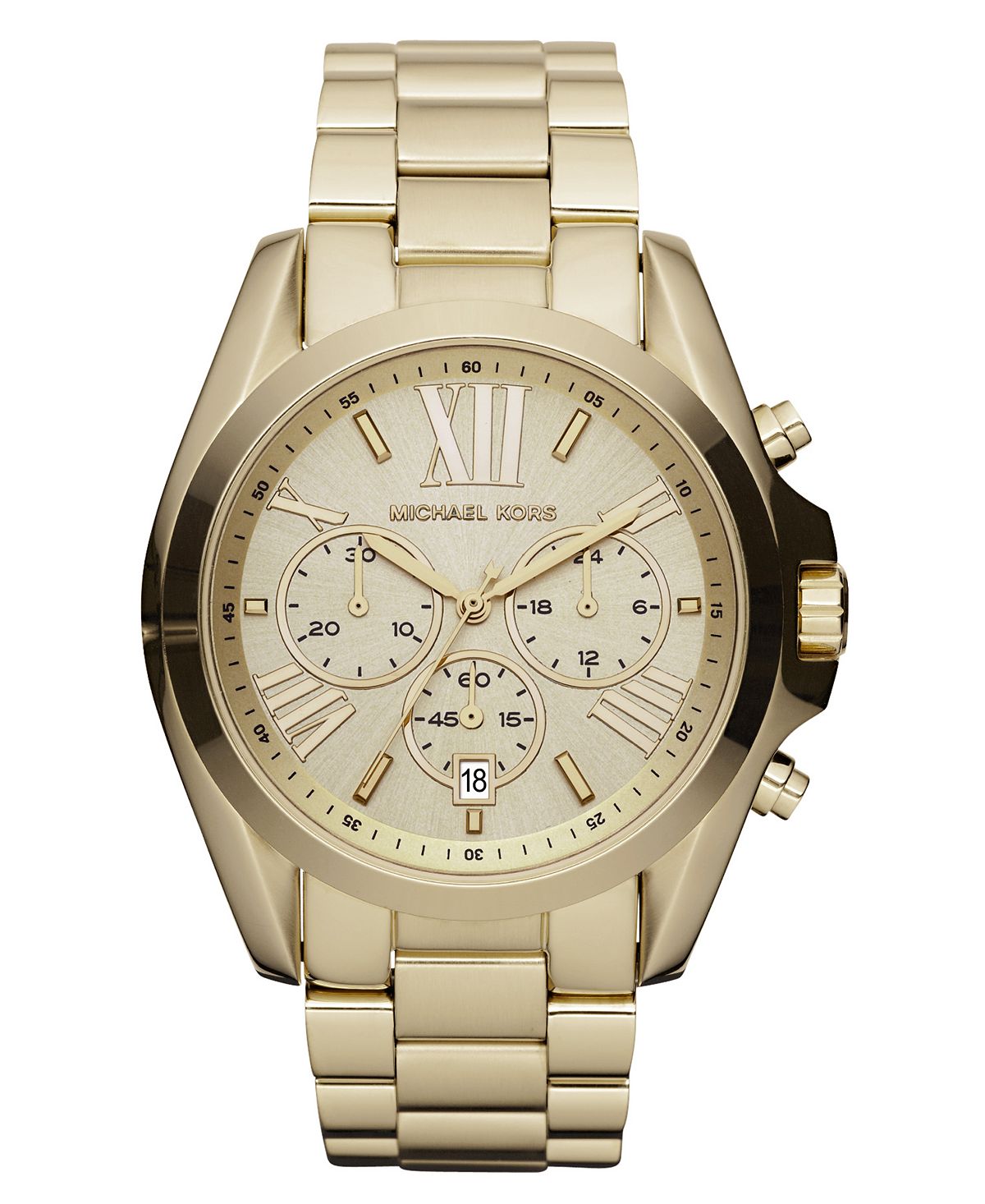 Часы-хронограф унисекс Bradshaw с золотистым браслетом из нержавеющей стали, 43 мм, MK5605 Michael Kors