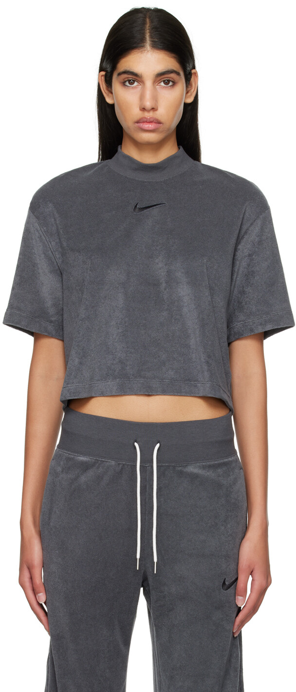 

Серая футболка с воротником-стойкой Nike