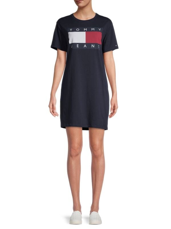

Платье-футболка Tommy Jeans с графическим логотипом, голубой