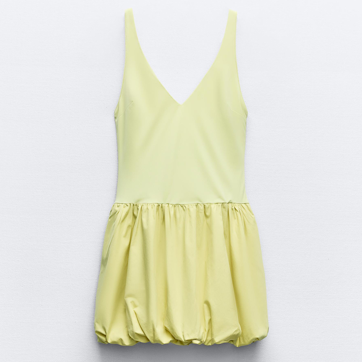 Платье Zara Contrast Balloon Short, ярко-желтый рубашка zara contrast checked сиреневый желтый