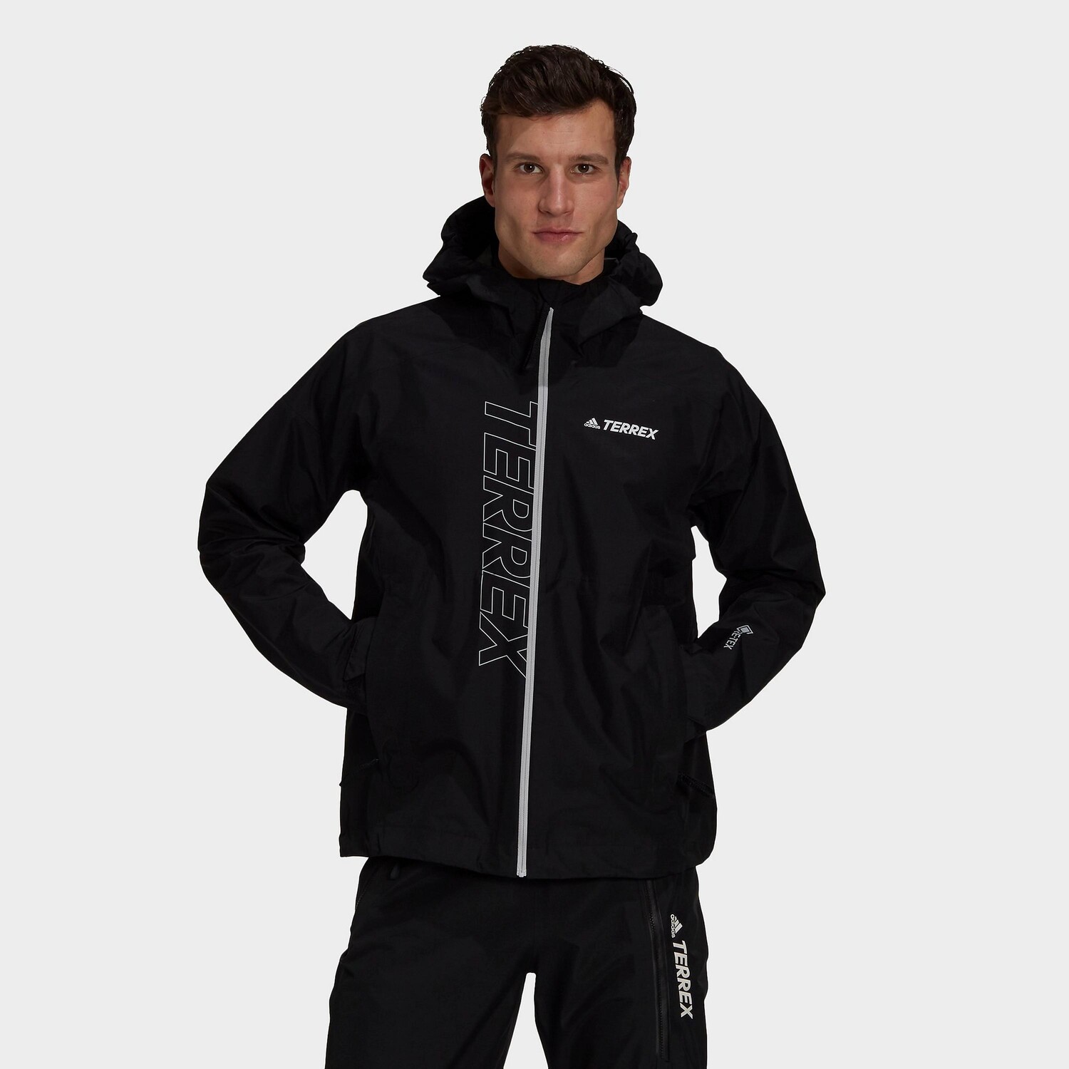

Мужская непромокаемая куртка Adidas Terrex GORE-TEX Paclite с молнией во всю длину, черный