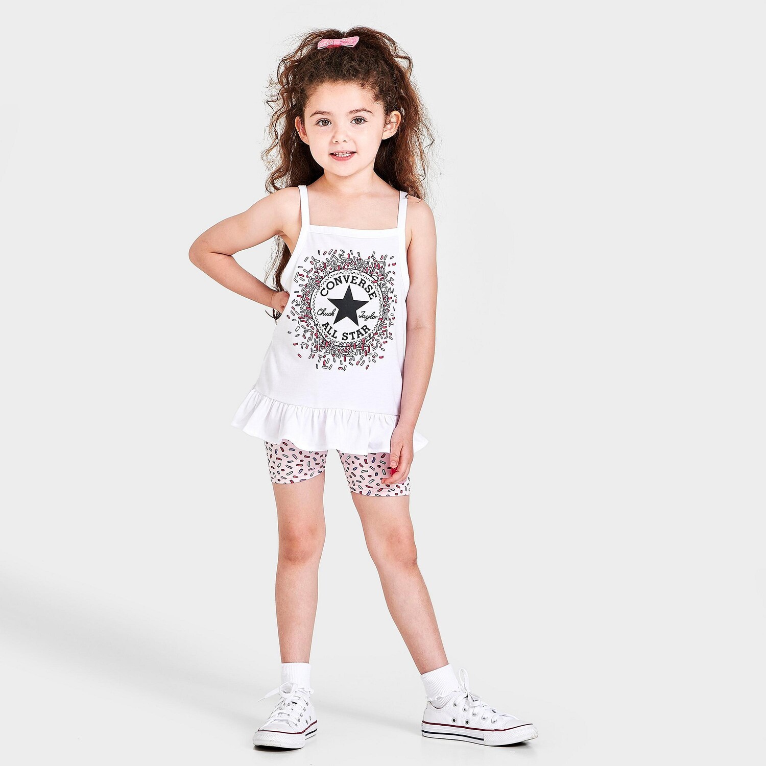 

Комплект из майки Converse с баской и велосипедок для маленьких детей для девочек Nike, розовый