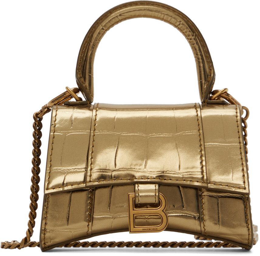

Золотая сумка XXS Hourglass с верхней ручкой Balenciaga
