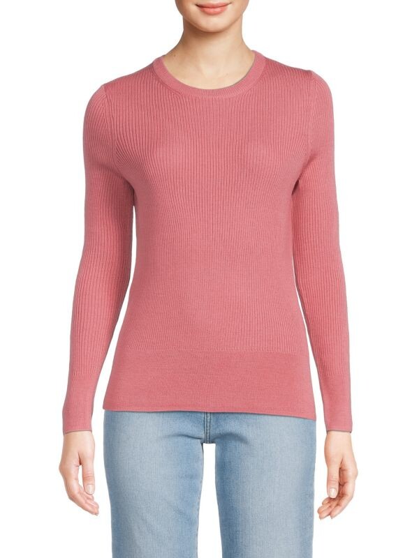 

Свитер с круглым вырезом из шерсти мериноса Saks Fifth Avenue Muted rose