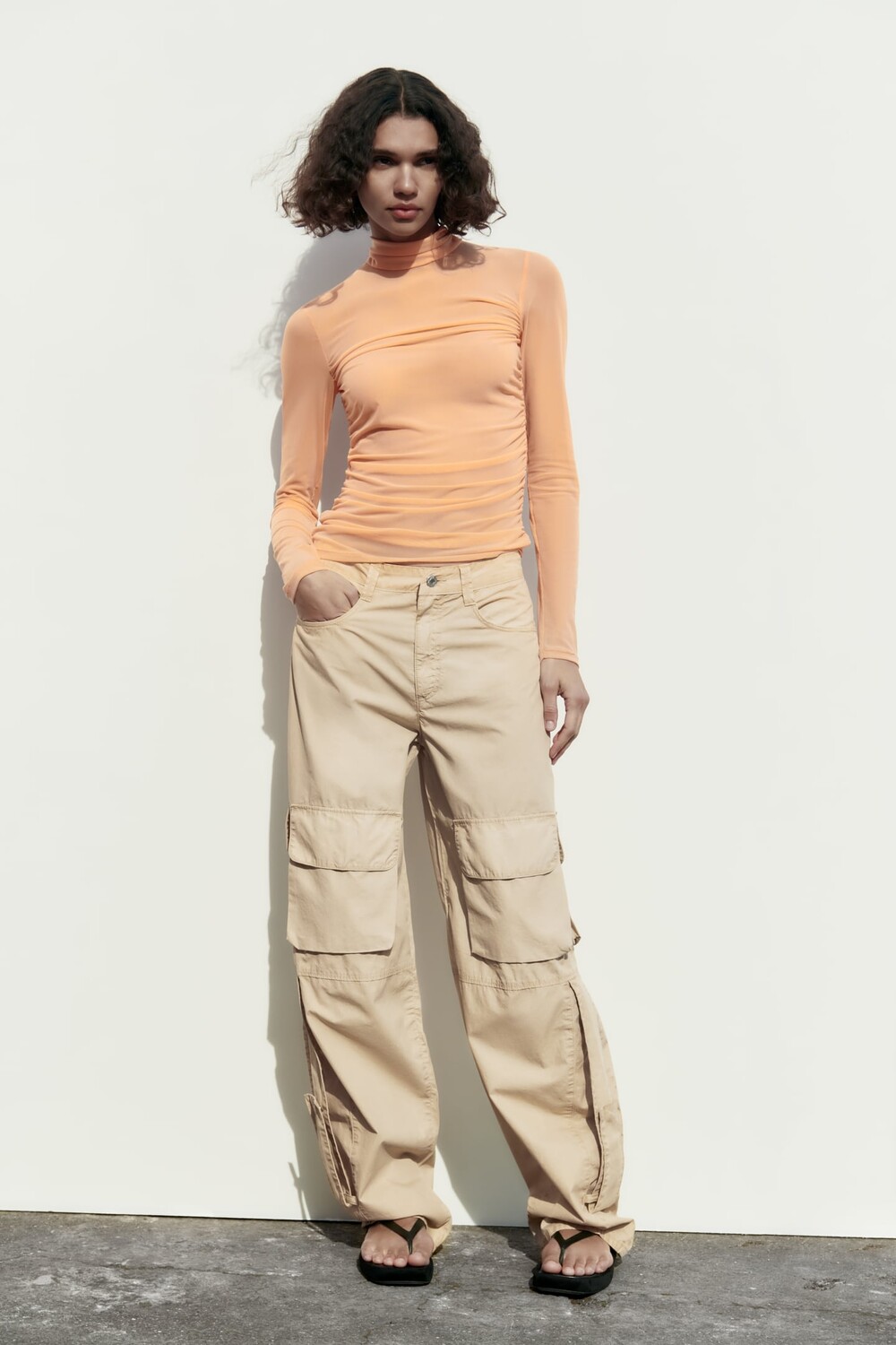 

Топ из тюля с драпировкой ZARA, апельсин