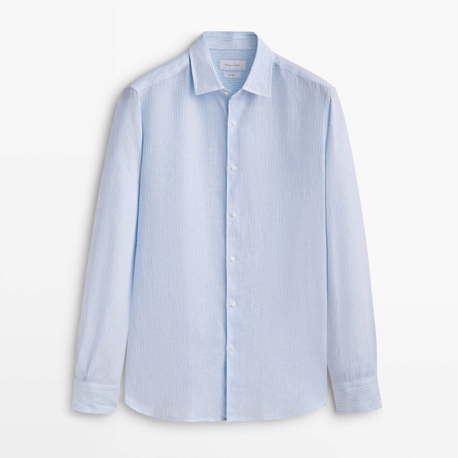 

Рубашка Massimo Dutti Slim Fit Micro-stripe Linen, небесно-голубой