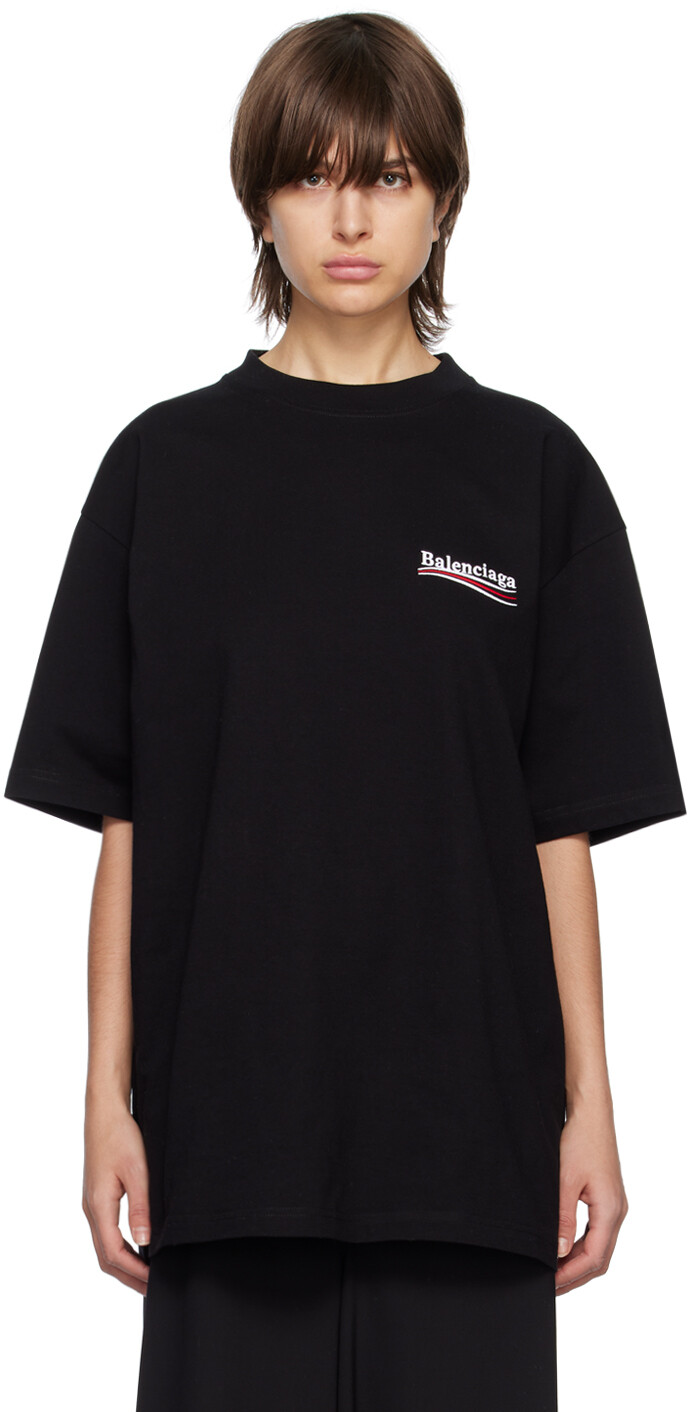 

Черная футболка с изображением политической кампании Balenciaga