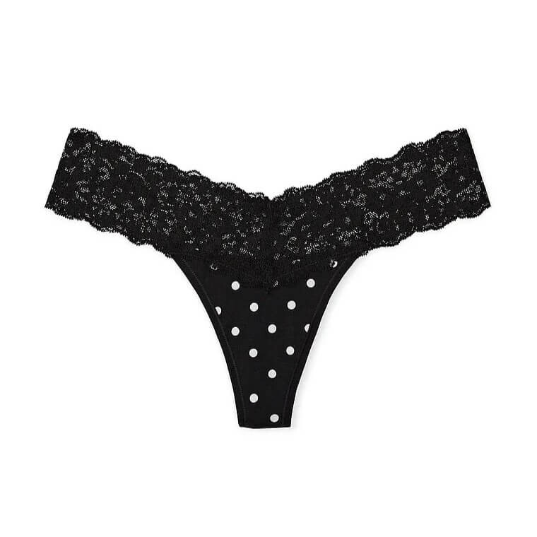 

Трусики-стринги Victoria's Secret The Lacie Lace-Waist Cotton, черный