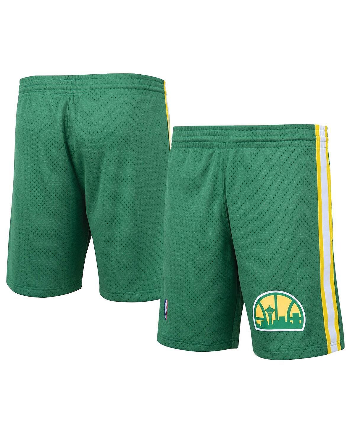 

Мужские зеленые шорты swingman с логотипом seattle supersonics hardwood classics Mitchell & Ness, зеленый