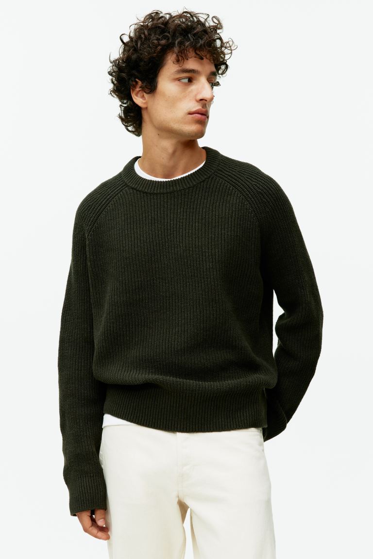 Свитер из льна и хлопка Arket, зеленый пуловер с круглым вырезом из трикотажа с узором косы m оранжевый