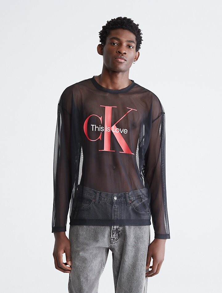 

Свободная футболка Pride Mesh с круглым вырезом Calvin Klein, черный