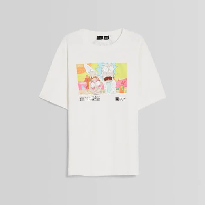 

Футболка Bershka Rick & Morty Print, белый