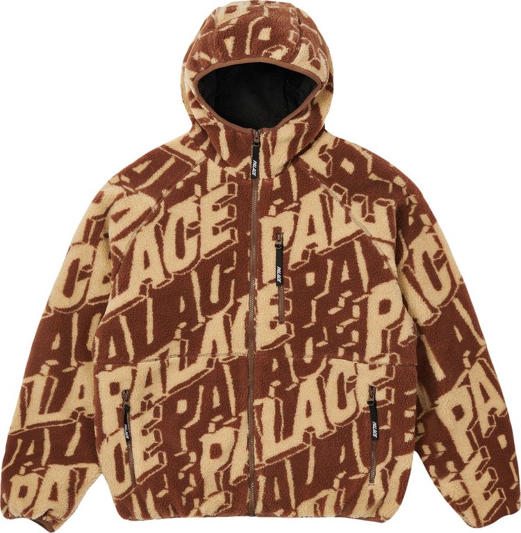 Куртка Palace Jacquard Fleece Hooded Jacket 'Tan/Brown', загар куртка nike club winter half zip fleece jacket tan dq4881 258 загар