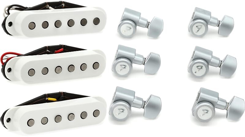 

Комплект звукоснимателей Fender Tex-Mex Stratocaster из 3 предметов с замком Fender Stratocaster/Telecaster Tuning Machines Set — Матовый хром 0990818000=1 0992131000=1