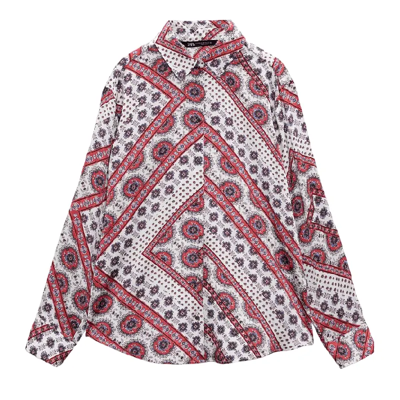 

Рубашка Zara Patchwork Print Satin, мультиколор