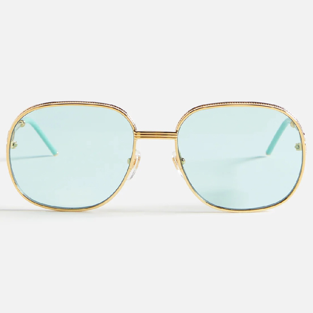 цена Солнцезащитные очки Casablanca Square Metal Sunglasses With Solid Lens, бирюзовый