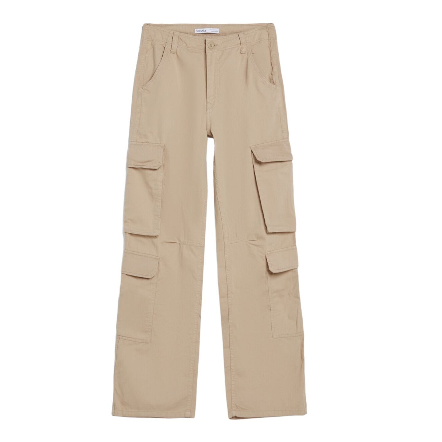 

Брюки Bershka Twill Multipocket Cargo, бежевый