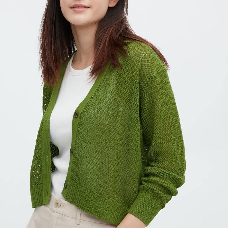 

Кардиган Uniqlo Mesh Short, зеленый