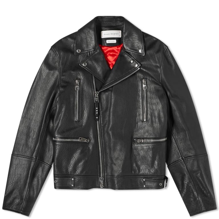 Куртка Alexander Mcqueen Leather Biker, черный куртка кожаная zara leather biker черный